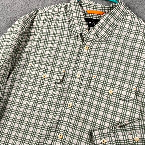 Orvis Button Up Shirt Men's Large Green Plaid Causal Outdoors Classic Fishing - Picture 2 of 11